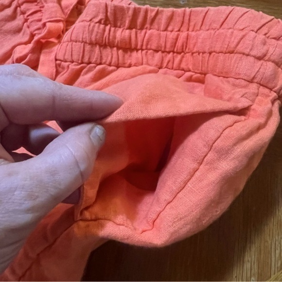 J. Crew Apricot Orange Linen Cropped Pull On Pants Size Large Lagenlook Beachy - Picture 7 of 12